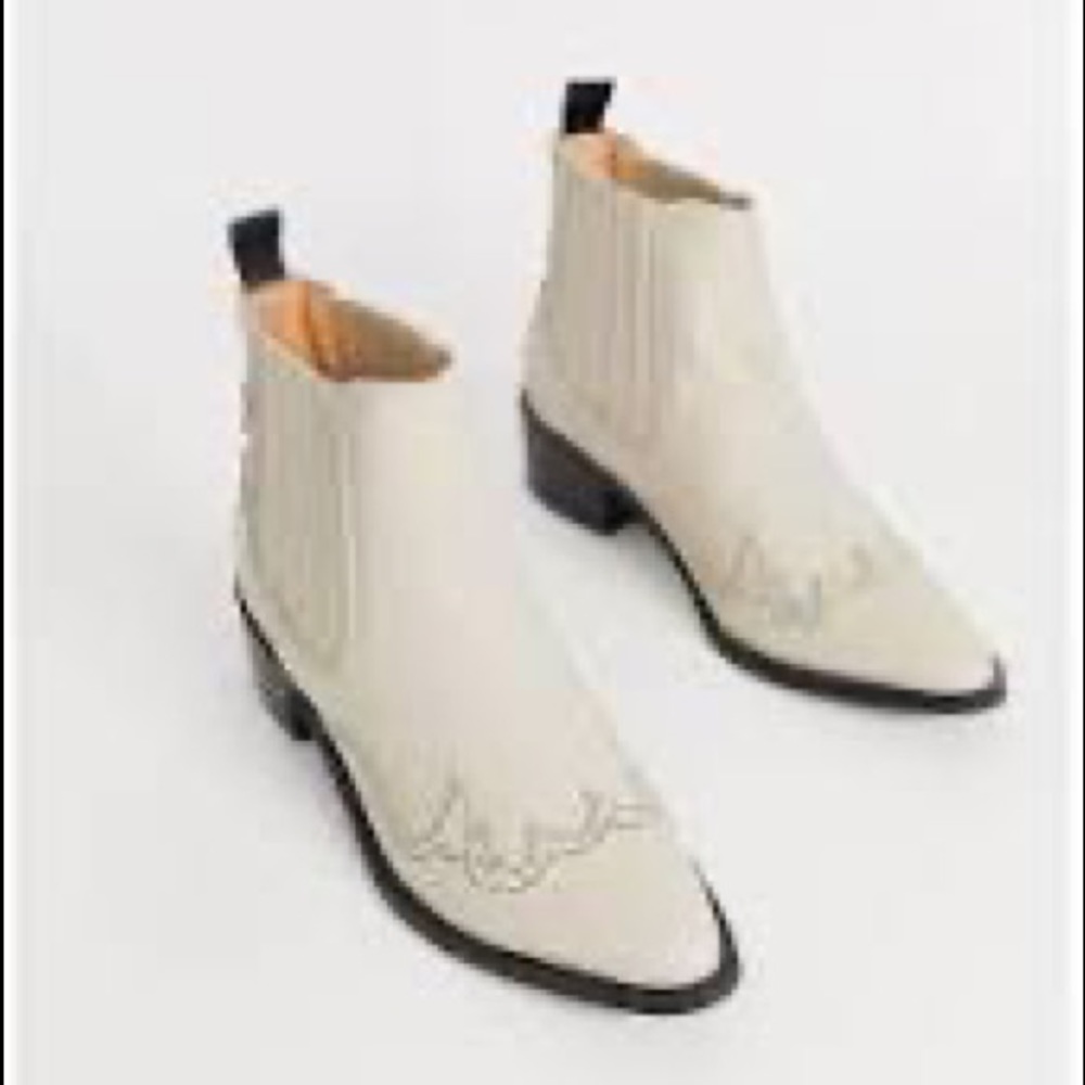 Selected Femme cream cowboy boots